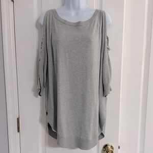 Express Light Gray/blue  Cold Shoulder Tunic